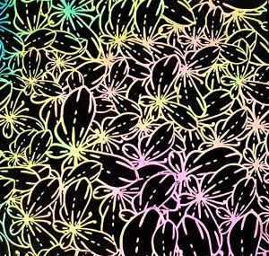 90 Pre Made Etched Pattern #184 Butterfly Crowd, Aurora Borealis G-Pink CBS Dichroic on Thin Black Glass